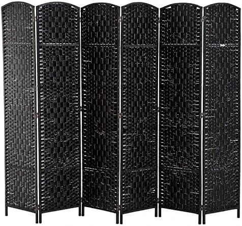 HOMCOM 6' Tall Wicker Weave 4 Panel Room Divider Privacy Screen - Natural - Image 7
