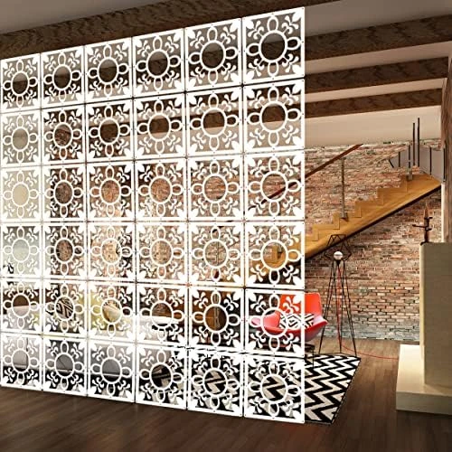 PKEPJ Hanging Room Divider Panels,10 Pieces Wood-Plastic Screen Panels Wall Divider Partition Home Office Decoration (White04) - Image 8