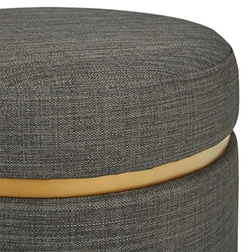 Amazon Brand β Rivet Asher Round Upholstered Storage Ottoman, 15.75"W, Dark Grey - Image 4