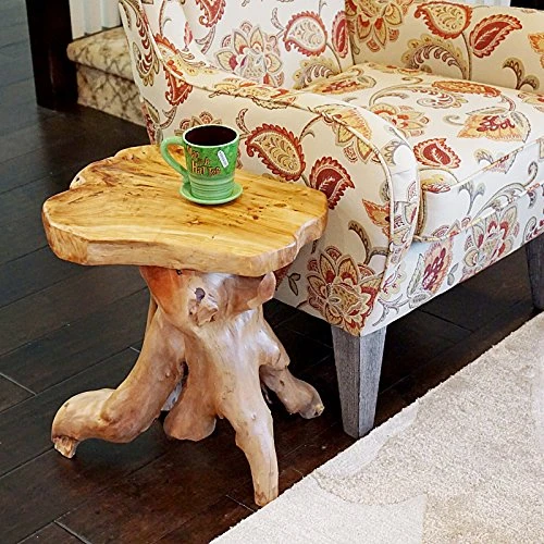WELLAND Cedar Root Wood Log Side Table, End Table, Rustic Primitive Natural Live Edge - Image 4