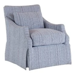 MAKLAINE Coastal Margaux Swivel Glider Fabric Chair In Blue Finish
